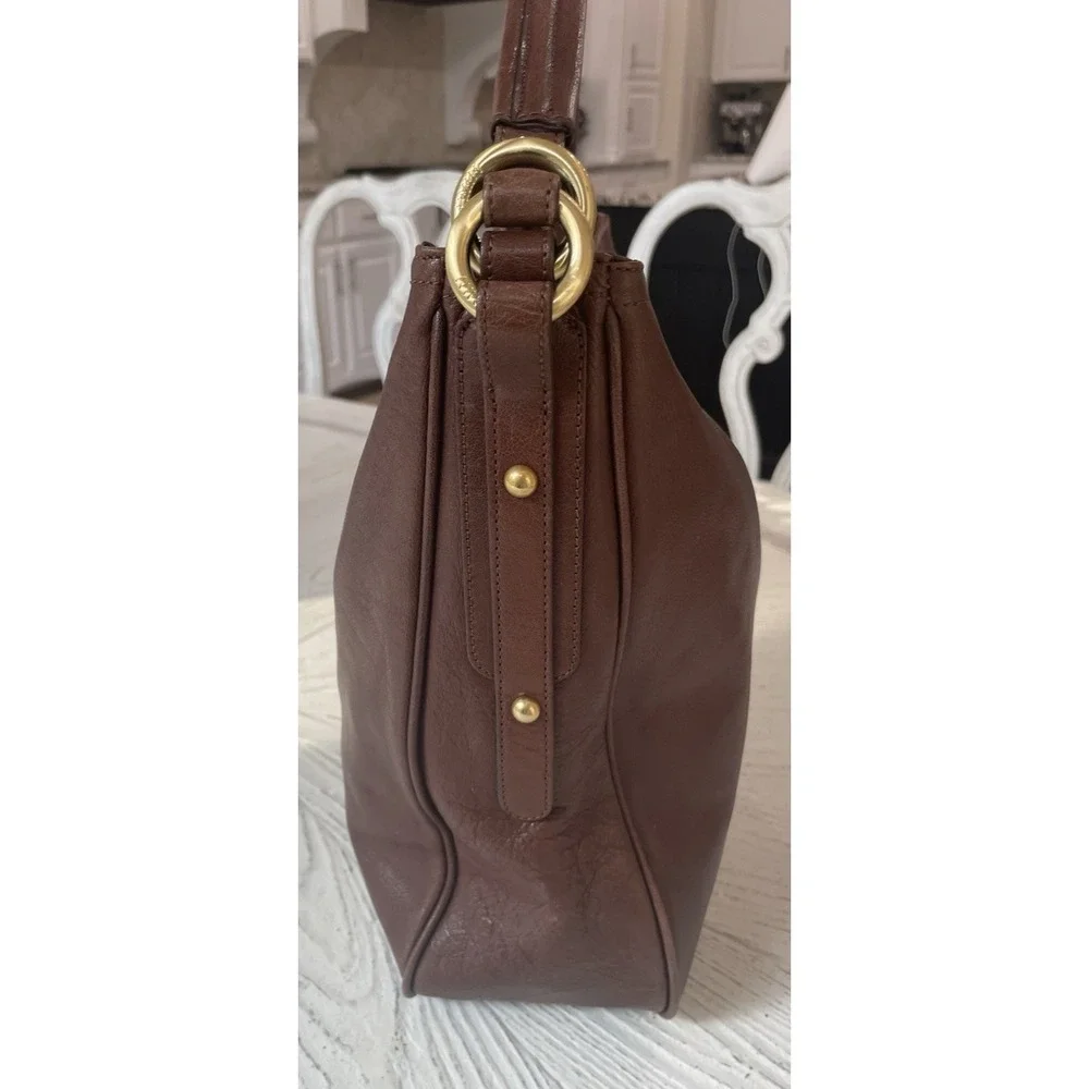 Brahmin Handbag Soft Brown‎ Leather Top Handle Purse Gold Hardware